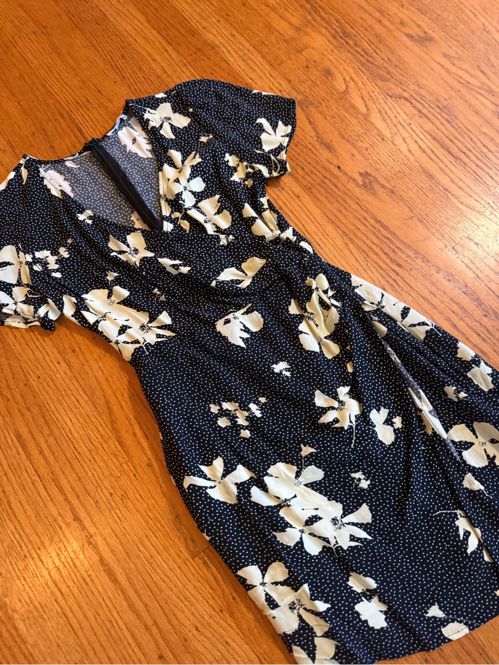 Leith Navy and Cream Floral Dot Mini Dress
